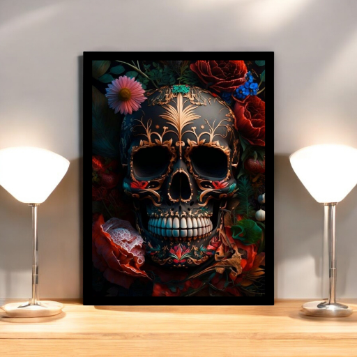 Quadro Decorativo "Caveira Mexicana Black" - Imagem 2