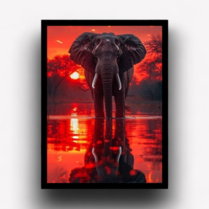 Quadro Decorativo Elefante Africano "Por do Sol"