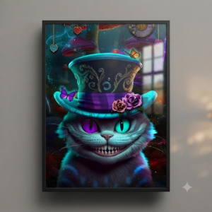 Quadro Decorativo Gato Cheshire "Alice no Pais das Maravilhas"